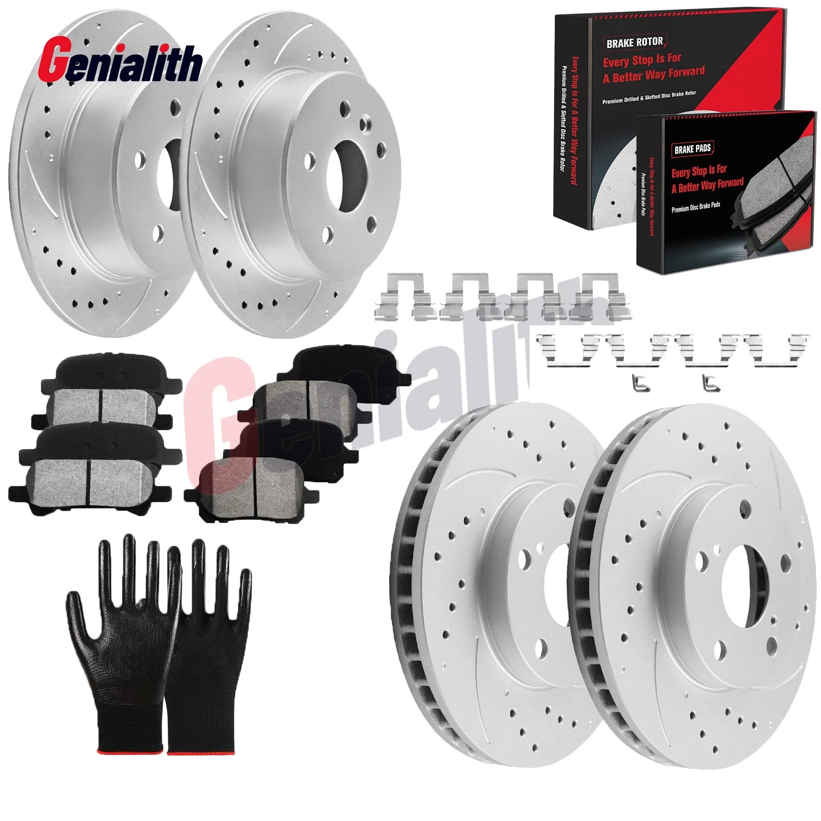 Front Rear Brake Rotors + Ceramic Brake Pads for Toyota Avalon (2000–2004)