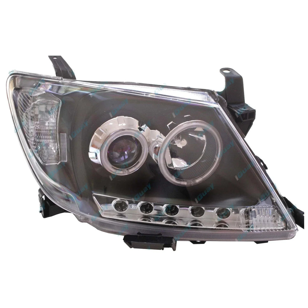 Pair Headlights for Toyota Hilux 2005~11 LED Black Projector Angel Eye DRL Halo
