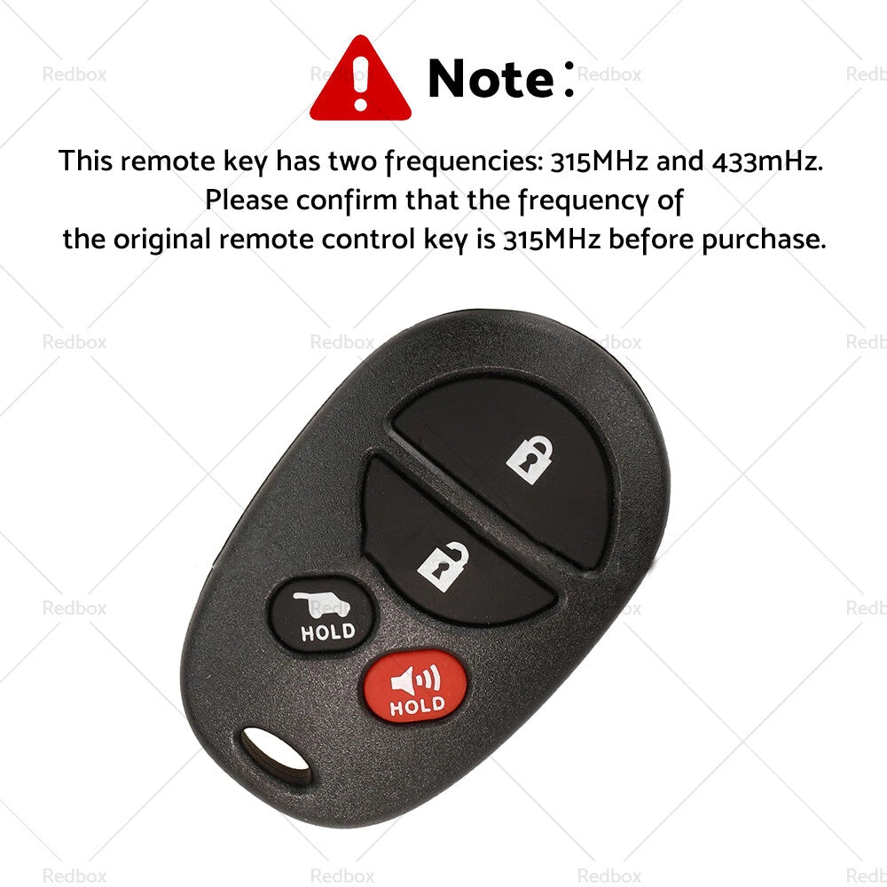 Remote Car Key 315 MHz for Toyota Aurion Kluger (2006–2013)