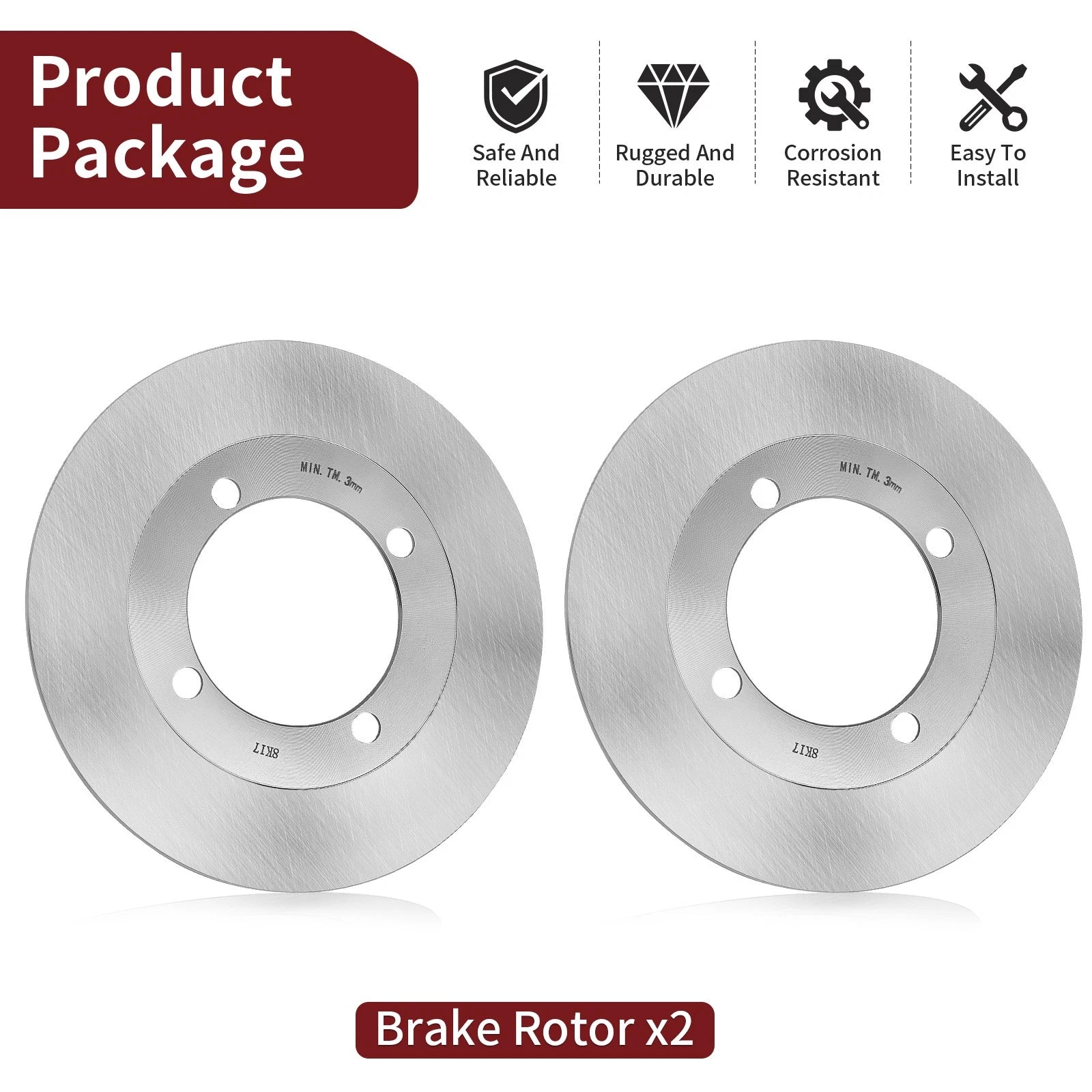 Set of 2 Brake Disc Rotors for Suzuki Eiger 400, Vinson 500 (2002–2008)