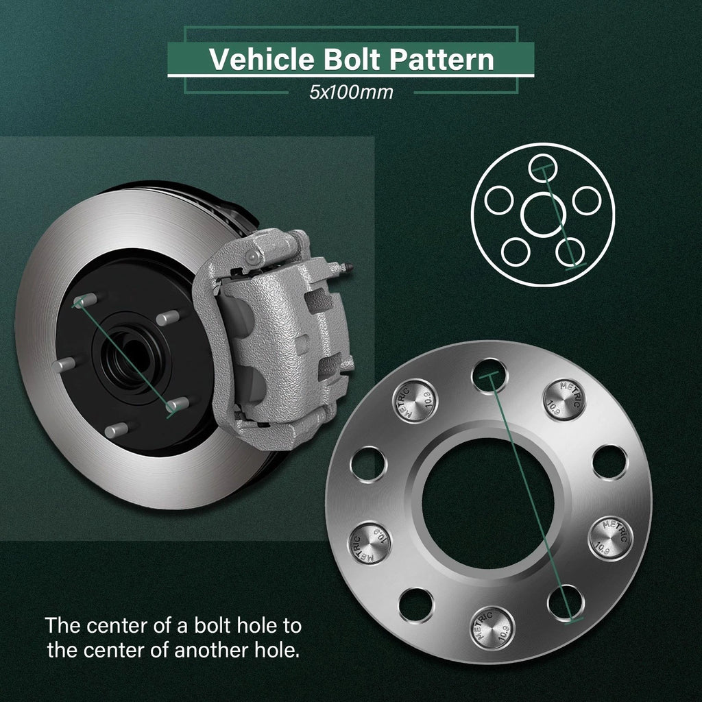 2Pcs 1" Wheel Adapters 5x100 to 5x112 12x1.5 for Toyota Corolla Chrysler Sebring (2000–2010)