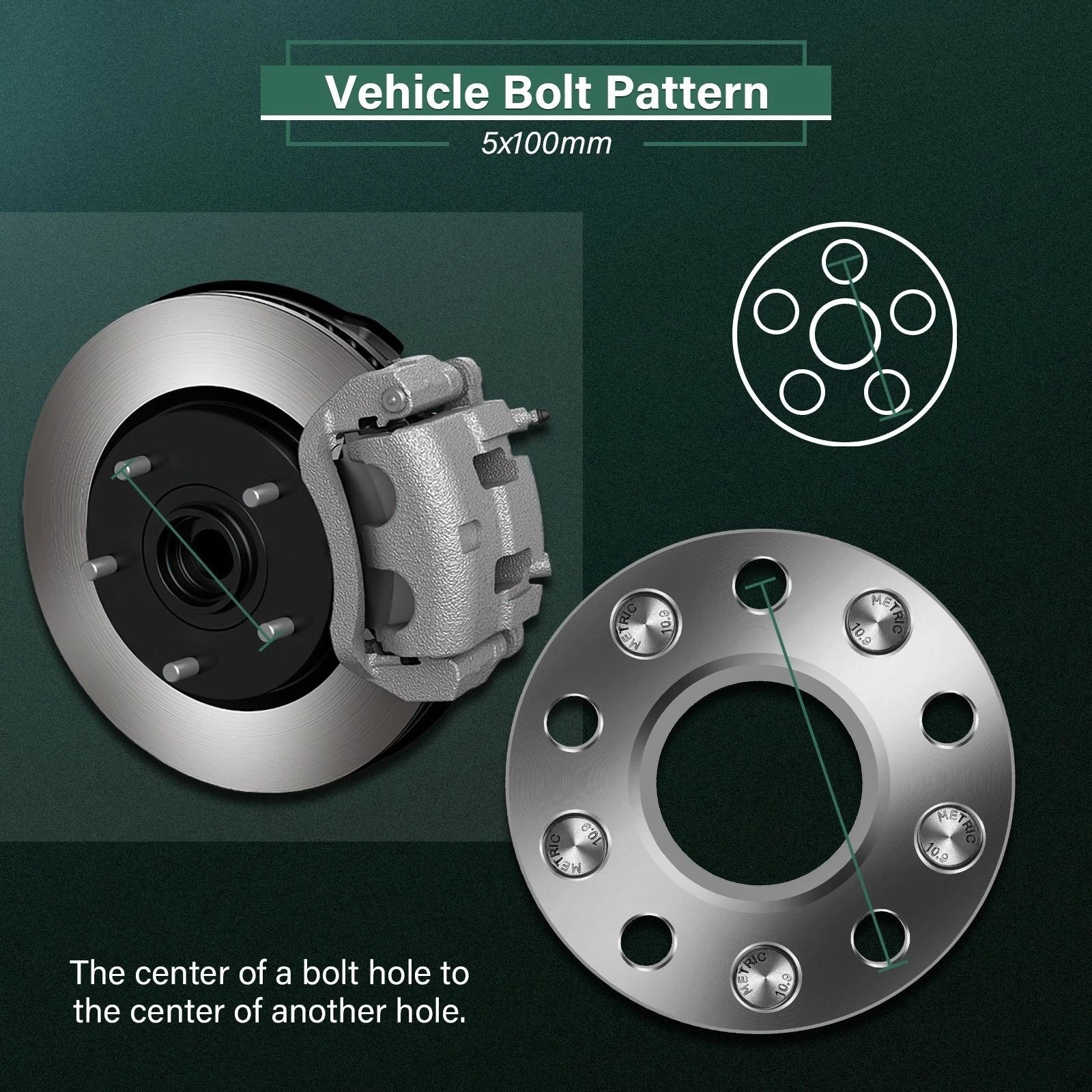 2Pcs 1" Wheel Adapters 5x100 to 5x112 12x1.5 for Toyota Corolla Chrysler Sebring (2000–2010)