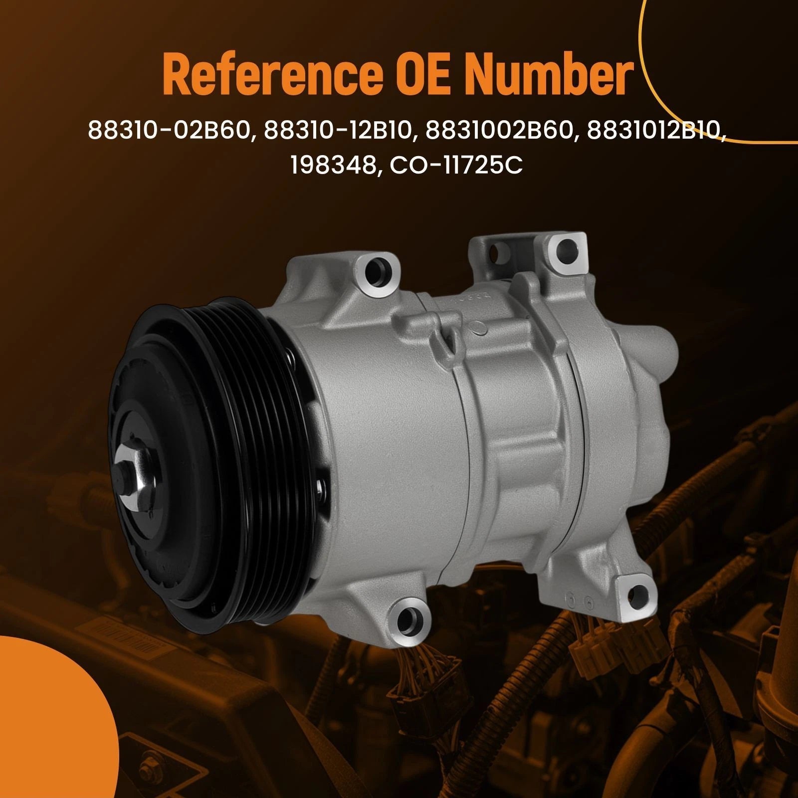 A/C Compressor for Toyota C-HR (2018–2022) CO11725C w/Clutch 6SEU14C