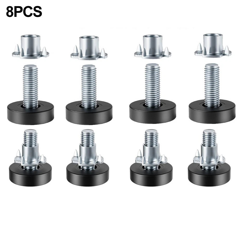 Set of 8 Threaded Furniture Levelers for Stable Furniture