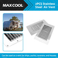 2X Stainless Steel Rectangular 14 Louvre Air Vents for Caravan Boat