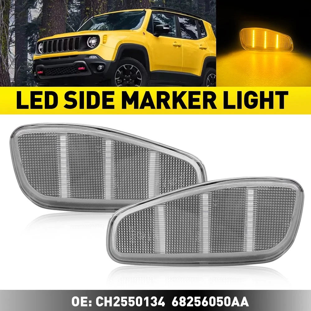 Set of 2 Clear Amber Front Side Marker Lights for Jeep Renegade (2015–2021)