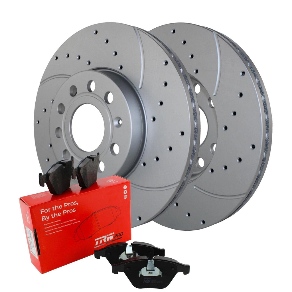 Front Brake Kit 288mm Drill Rotors TRW Low-Met Pads for Audi A3 (2006–2013)