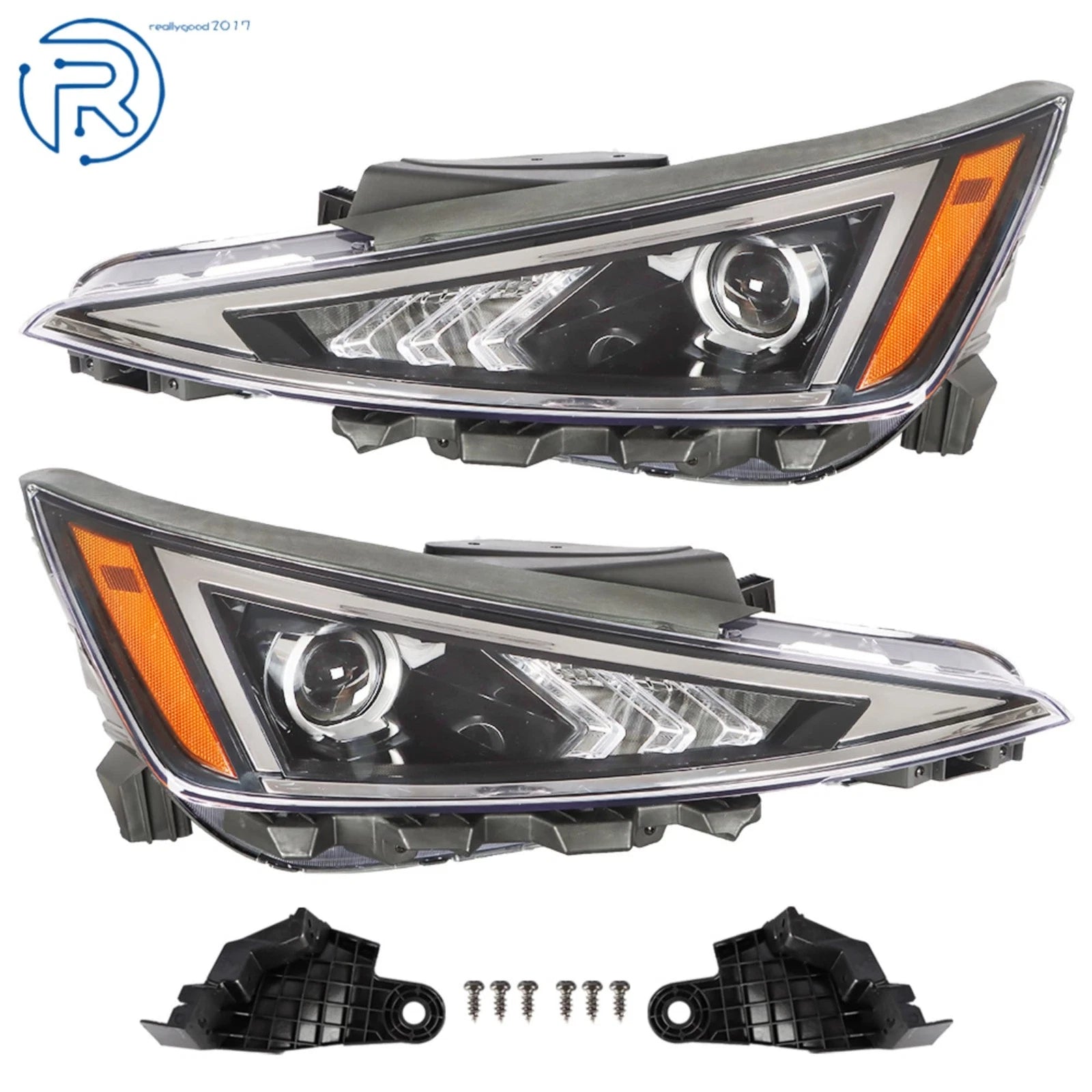 Projector Headlamps Set of 2 for Hyundai Elantra (2019–2020) Halogen