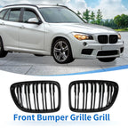 1 Pair Front Upper Bumper Grille for BMW X1 E84 (2009–2015) Gloss Black