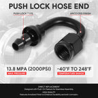 4AN to 1/4" Barb T6061 180° Push Lock Hose End Fittings (Universal)