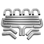 16-Piece 3" OD Steel Exhaust Pipe Straight & Bends Kit Universal