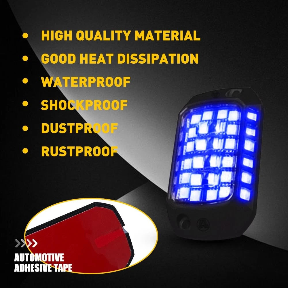 Set of 4 Blue LED Rock Lights for UTV (2010–2023)