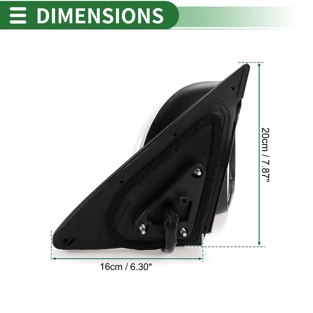 Right Side Door Mirror for Toyota Highlander (2008–2013) Manual Folding White