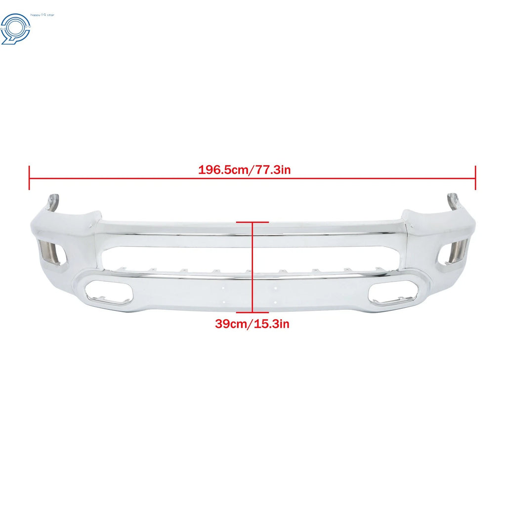 Chrome Steel Front Bumper with Fog Light Hole for RAM 1500 (2019-2024)