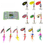 12PCS Spinnerbait Fishing Lures 360 Rotating Zinc Alloy Reflective Bait