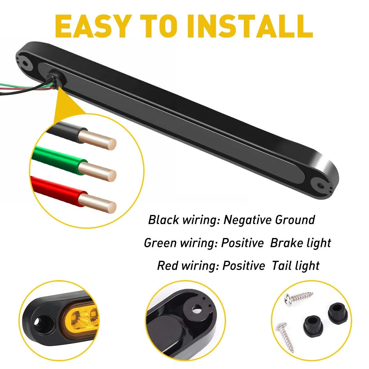 2X 10" LED Strip 3rd Brake Lights for Truck Trailer (Fits )
