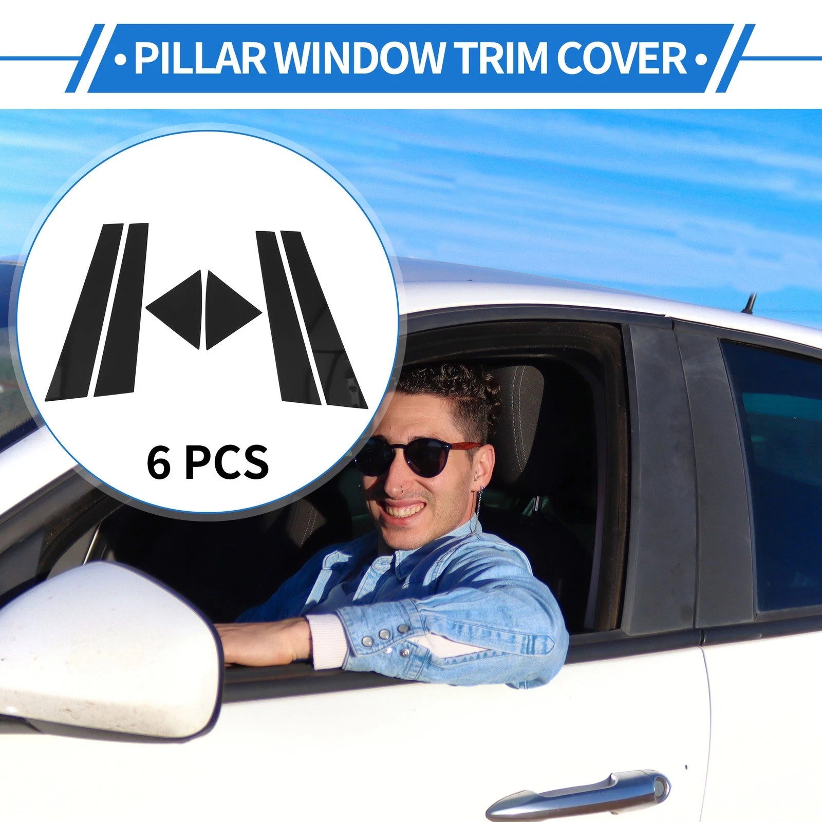 6 Pcs Door Pillar Window Trim for Kia Forte K3 (2009–2012) Black