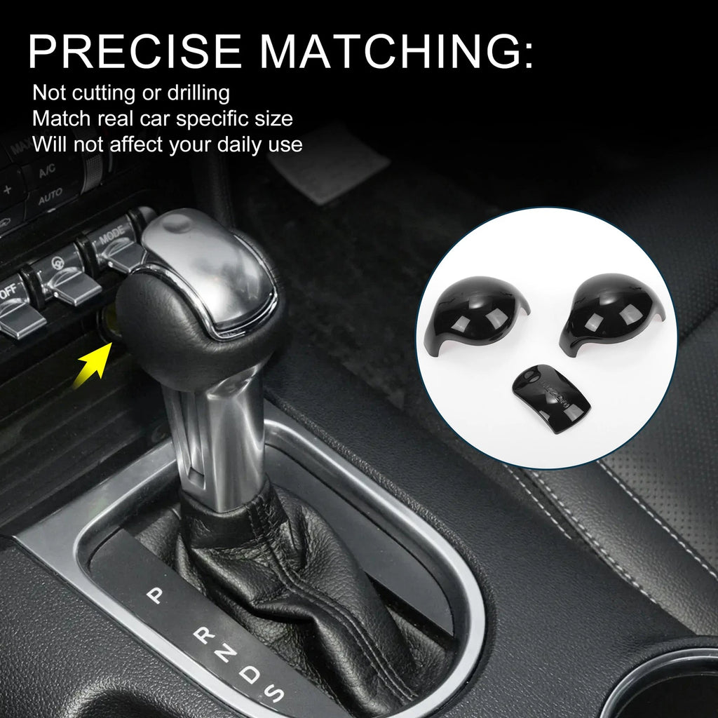 Set of 1 Gear Shift Knob Decorator Cover for Ford Mustang (2015–2023) Black