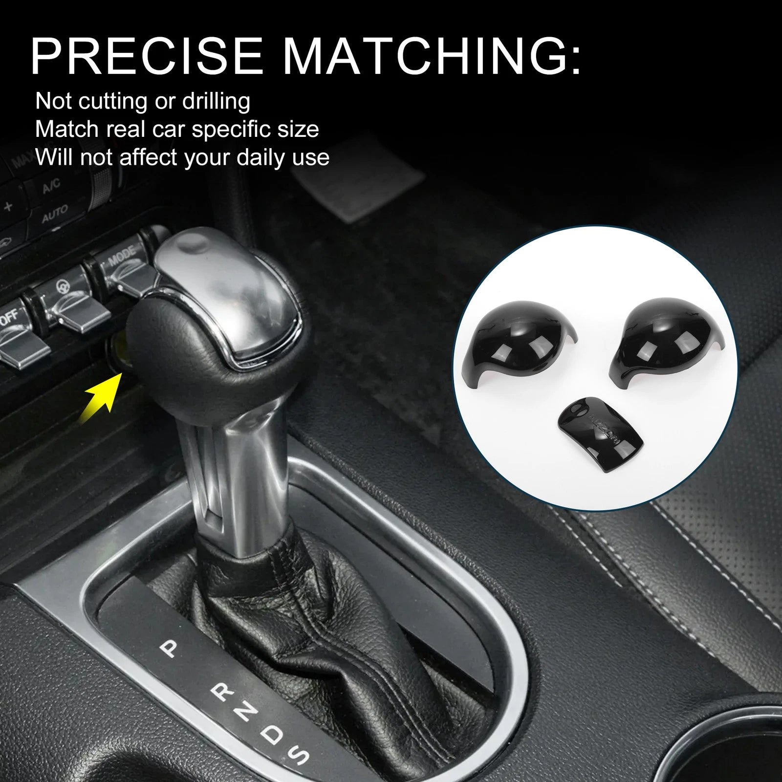 Set of 1 Gear Shift Knob Decorator Cover for Ford Mustang (2015–2023) Black