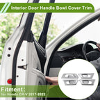 Set of 4 Interior Door Handle Bowl Cover Trim for Honda CR-V (2017–2022) Silver Tone ABS