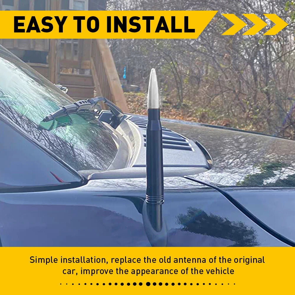 Bullet Antenna Silver for Dodge Ram, Ford F150, F250, Chevy Silverado