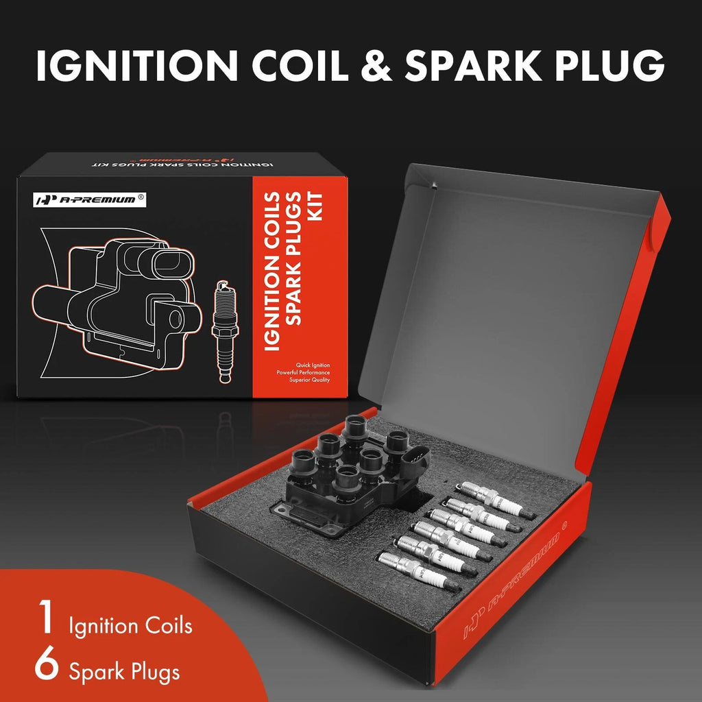 1x Ignition Coil & 6x Iridium Spark Plugs for Ford Taurus (1996-2000)