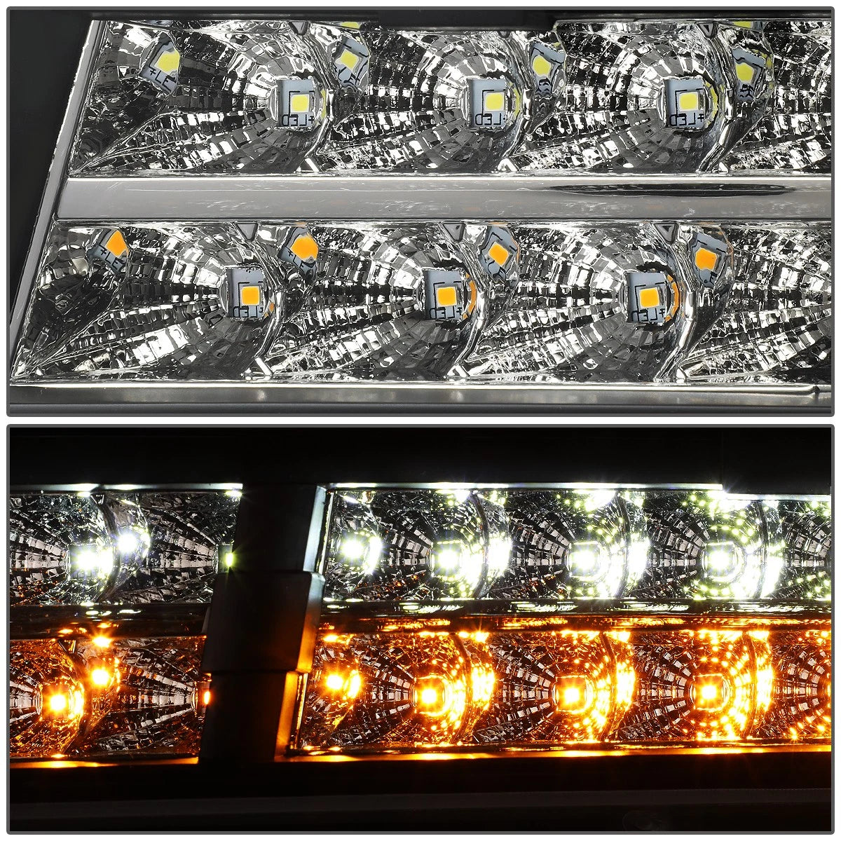 LED DRL Tube Black Amber Side Headlights for Tahoe Suburban (2007–2014)