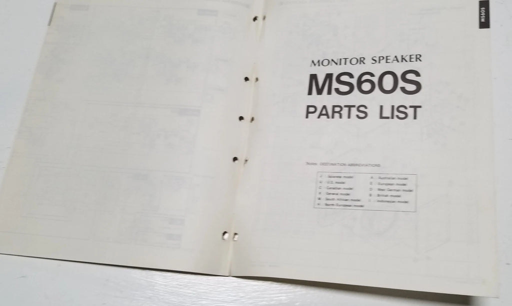 Yamaha MS60S Monitor Speaker Service Manual and Parts List