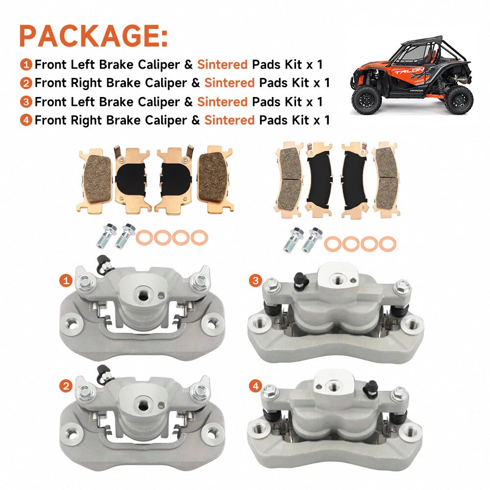 Set of 4 Brake Calipers with Pads for Honda Talon 1000X/1000R (2019–2023)