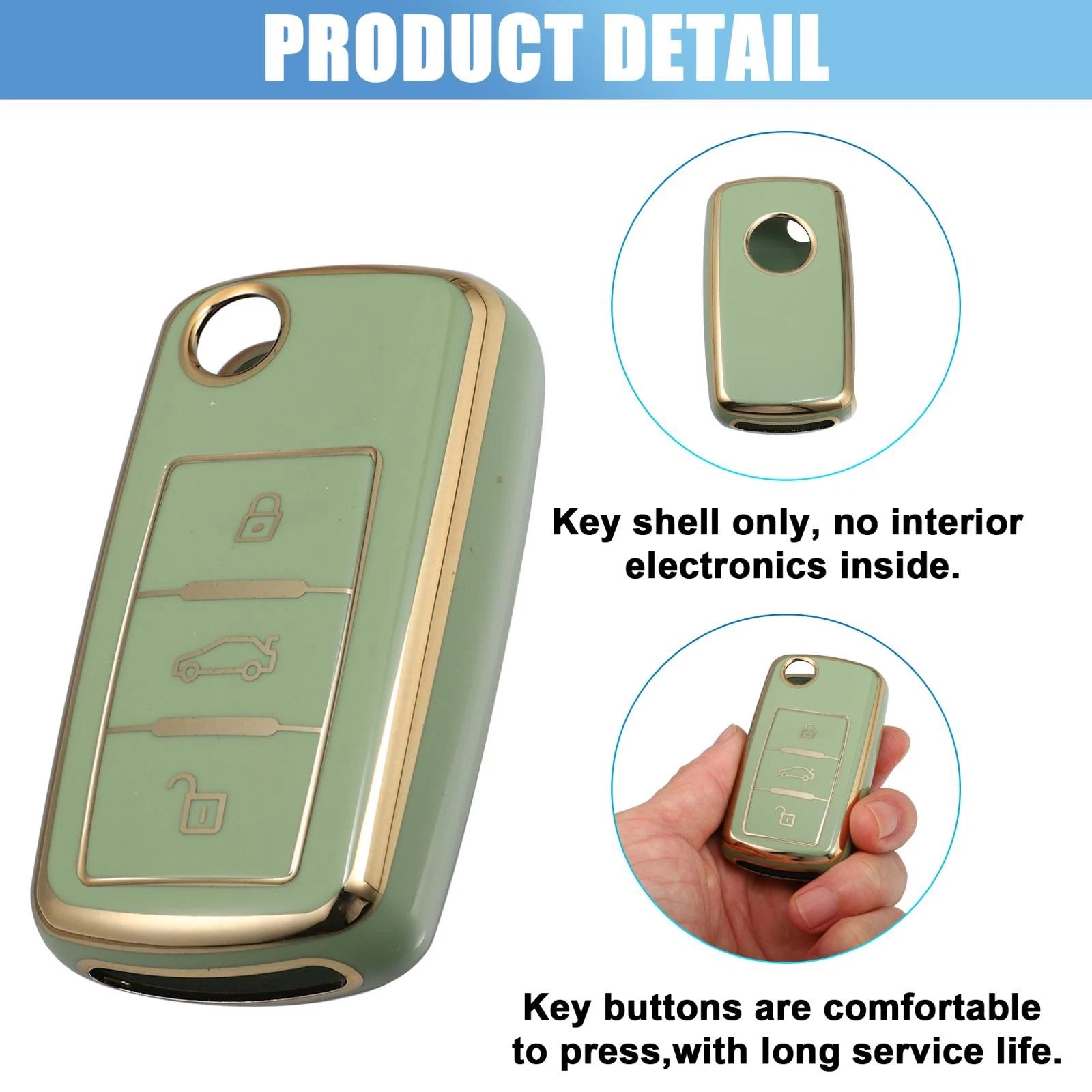 Silicone Key Fob Case Cover for Volkswagen Tiguan (2010–2017) - Green