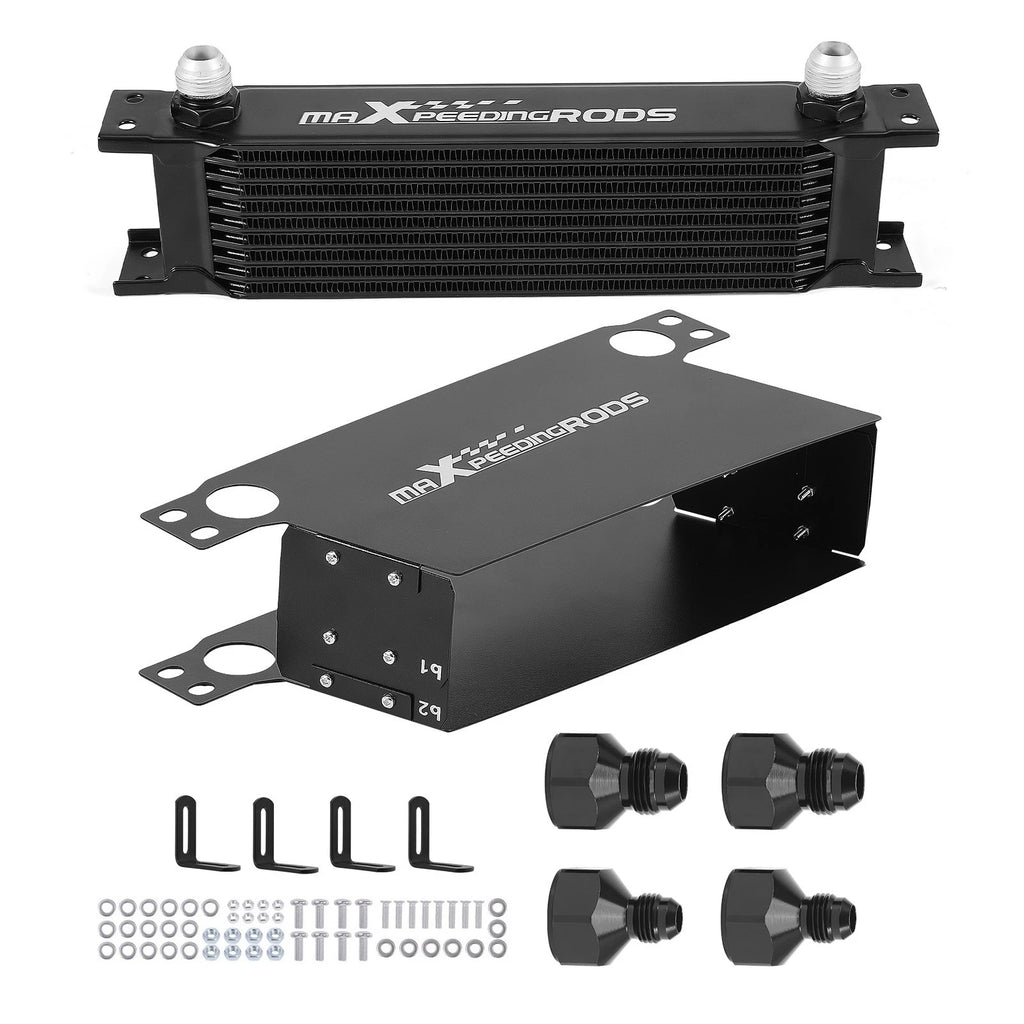 10 Row Oil Cooler Kit 10AN Stacked Plate Aluminum