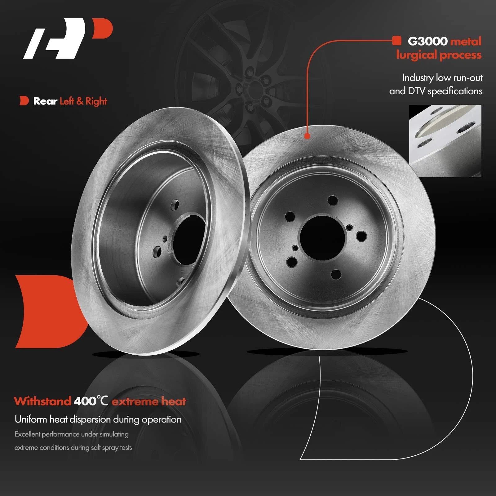 Set of 2 Rear Disc Brake Rotors & Ceramic Pads for Subaru Outback Legacy (2005–2009)