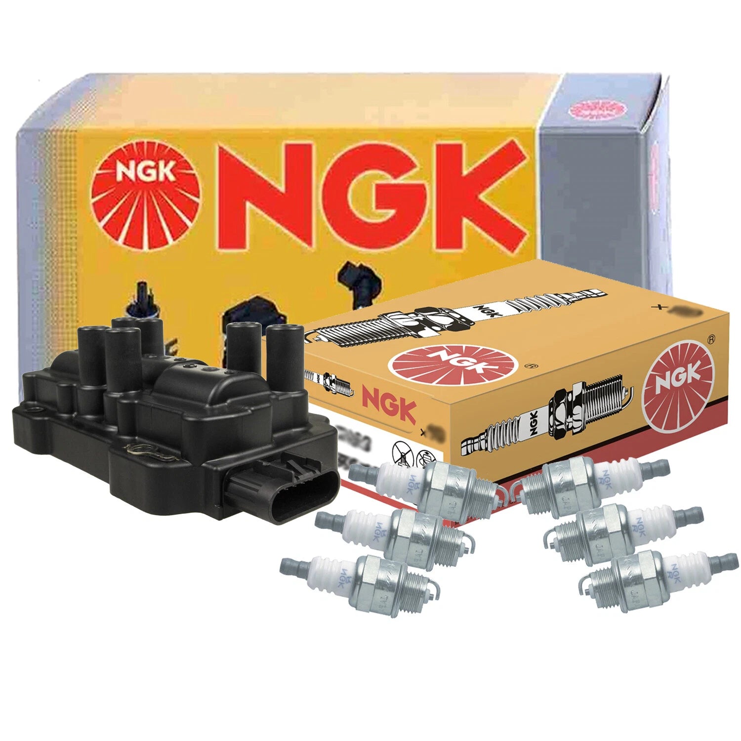 NGK DIS Ignition Coil & 6 Spark Plugs Kit for Buick Chevy GMC Pontiac