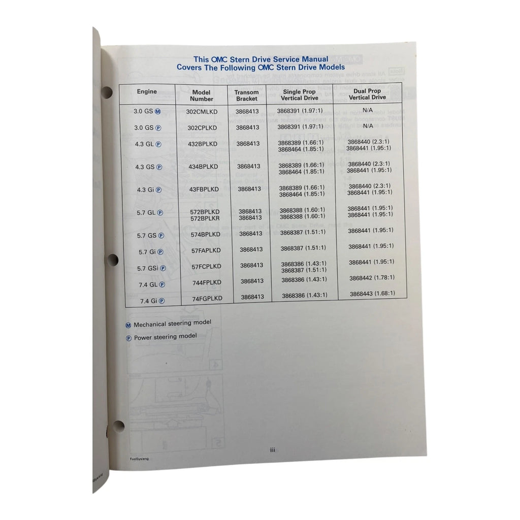 OMC Stern Drives Fuel Systems Service Manual 507284 for OMC (1996)