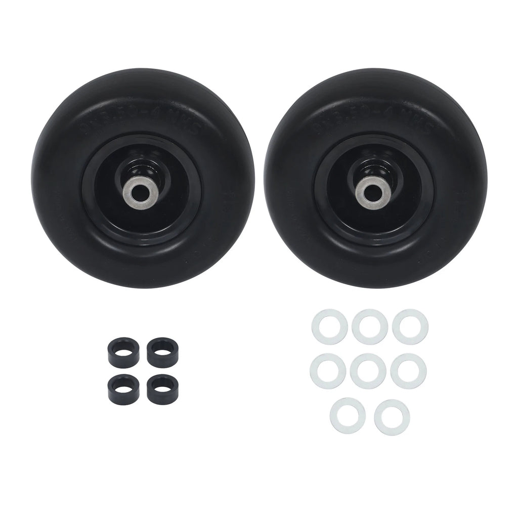 2-Pack Flat Free Tire and Wheel Assembly for Lawnmower (9X3.50-4)
