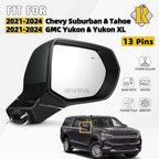 Power Fold Side Mirror for Chevy Suburban Tahoe GMC Yukon (2021–2024) 13 Pin