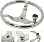 3 Spoke Stainless Steel Steering Wheel for Boat (13.5" Dia)
