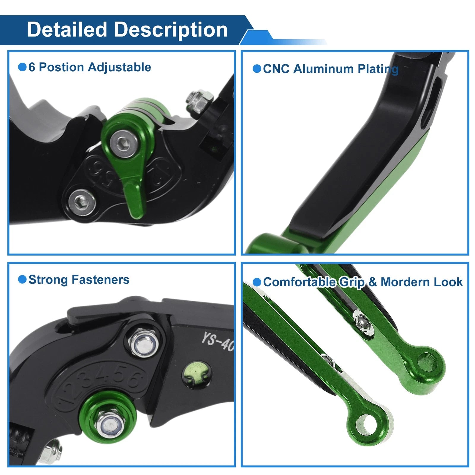 Adjustable Brake Clutch Lever for Honda CBR600RR (2007–2016) Black Green