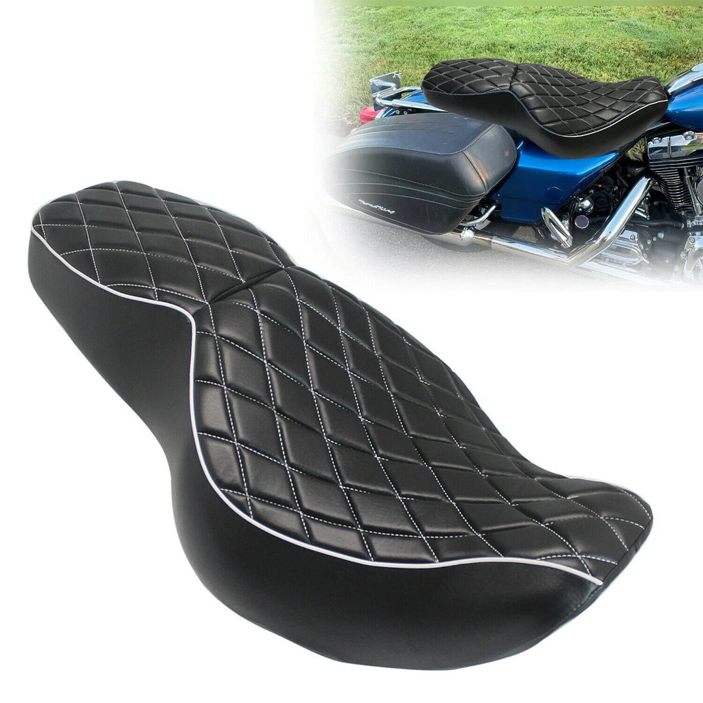 Black Driver Passenger Seat for Harley Road King FLHR FLHP (1997–2007)