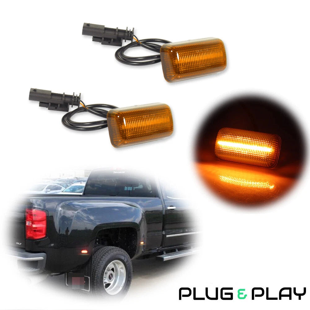 2X Amber LED Wheel Fender Side Marker Lights for Chevy GMC 2500HD 3500HD