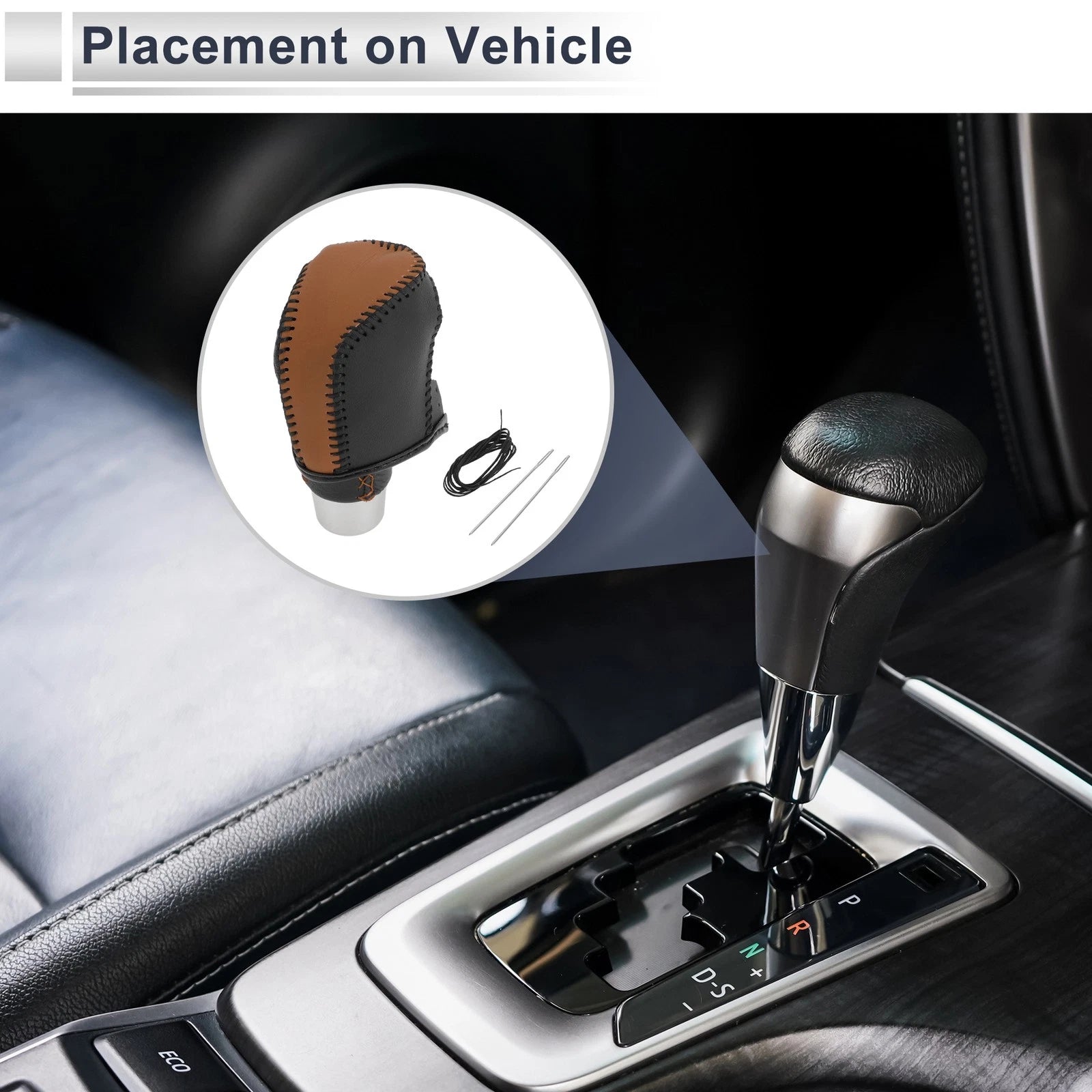 Gear Shift Knob Cover for Toyota Camry (2019–2022) Brown Black Faux Leather