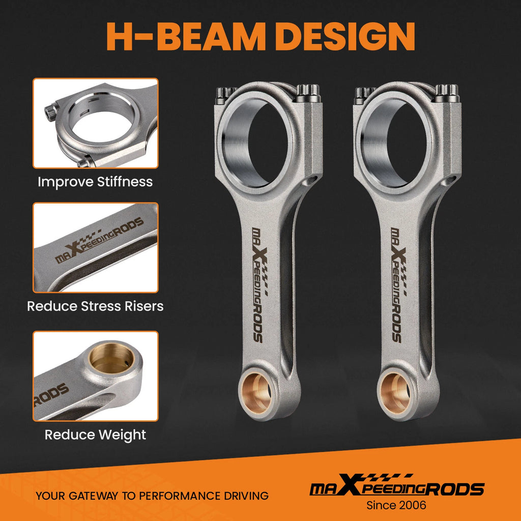 2X H-Beam Connecting Rods for Fiat 500 (2007–2023) ARP 2000 5/16" Bolts