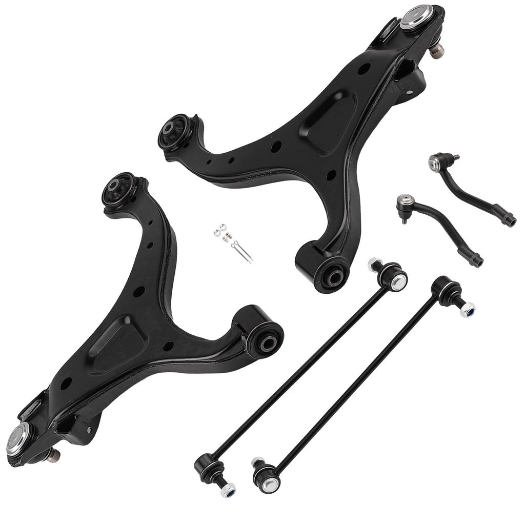 Front LH & RH Lower Control Arm w/Ball Joint & Tie Rod End for Santa Fe Sorento (2010–2021)