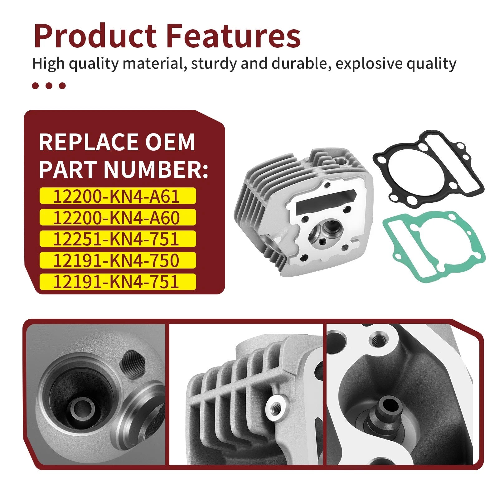 Cylinder Head for Honda CRF100F (2004–2013) 12200-KN4-A61 w/ Gasket