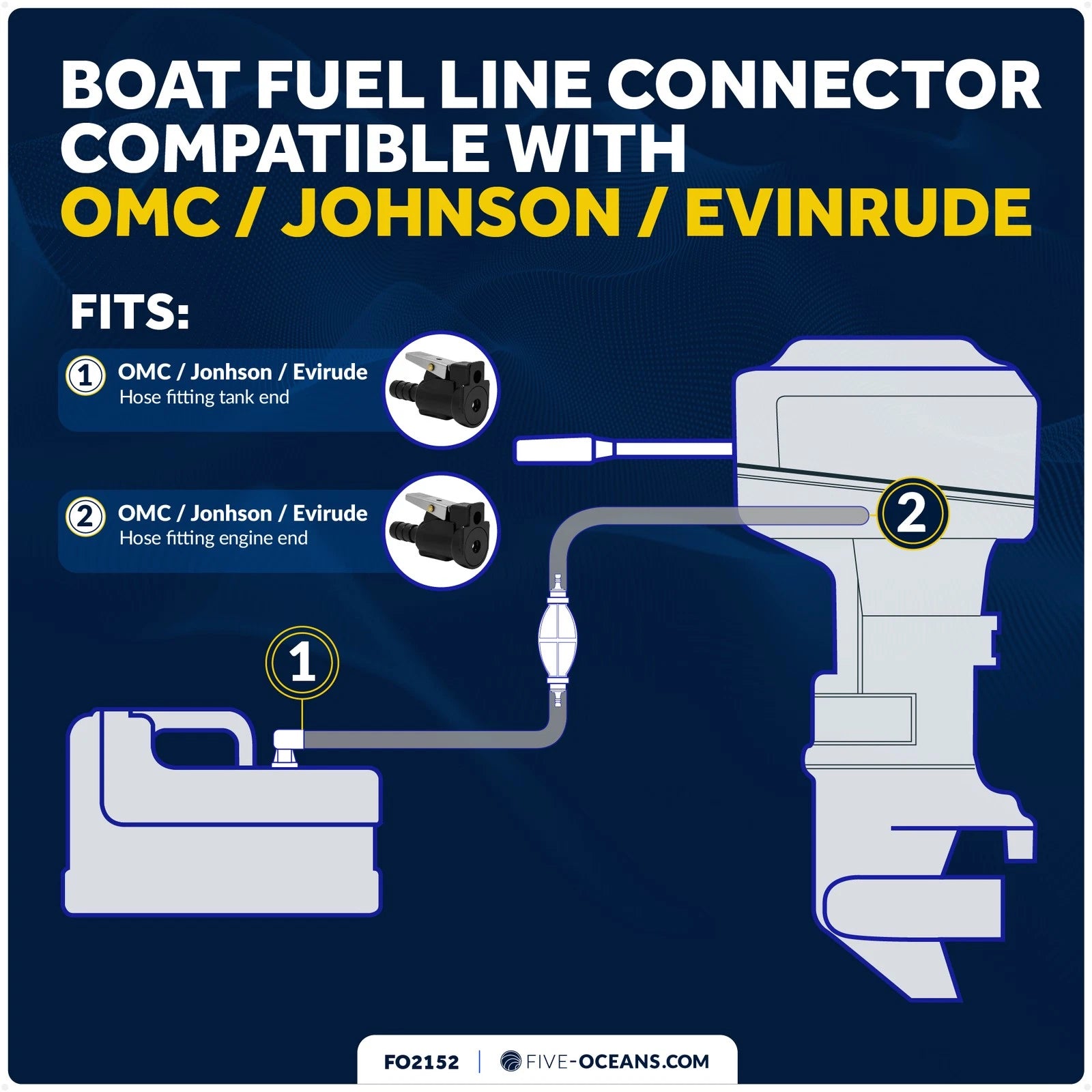 3/8-Inch Barb Female Fuel Line Quick Connector for OMC Johnson Evinrude (N/A)