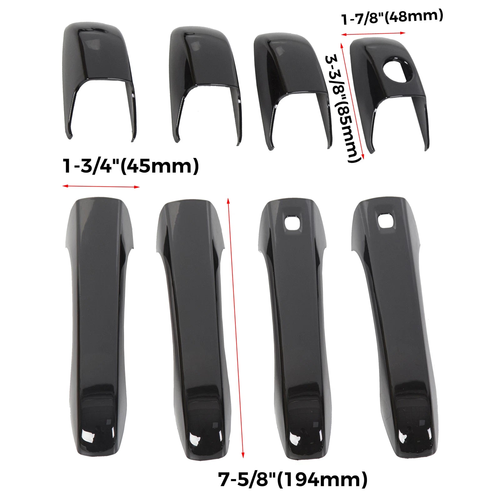 4X Exterior Door Handle Trim Cover for Jeep Grand Cherokee (2011–2019) Black