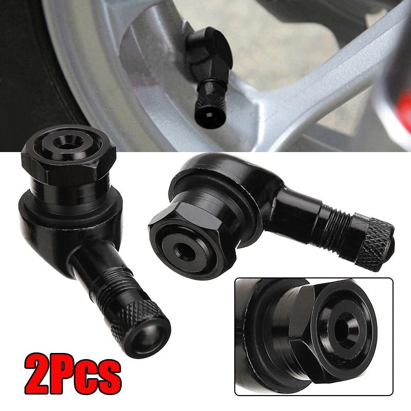 2X Tire Valve Adapters for Car Bike Motor Wheel (90 Degree Right Angle)