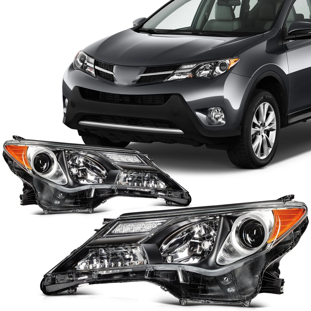 Set of 2 Halogen Headlights Assembly for Toyota RAV4 (2013–2015)