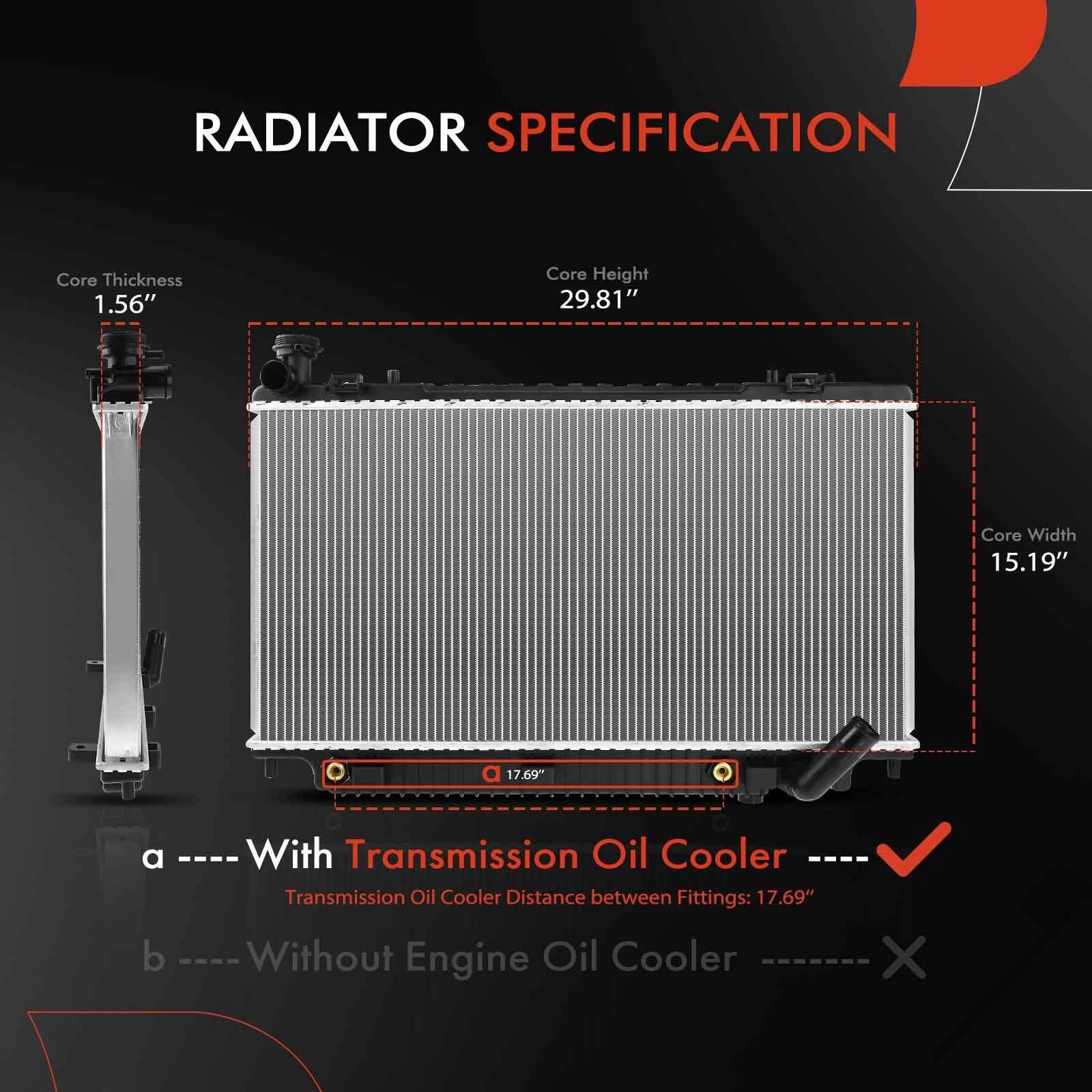 Radiator with Transmission Oil Cooler for Pontiac G8 (2008–2009)