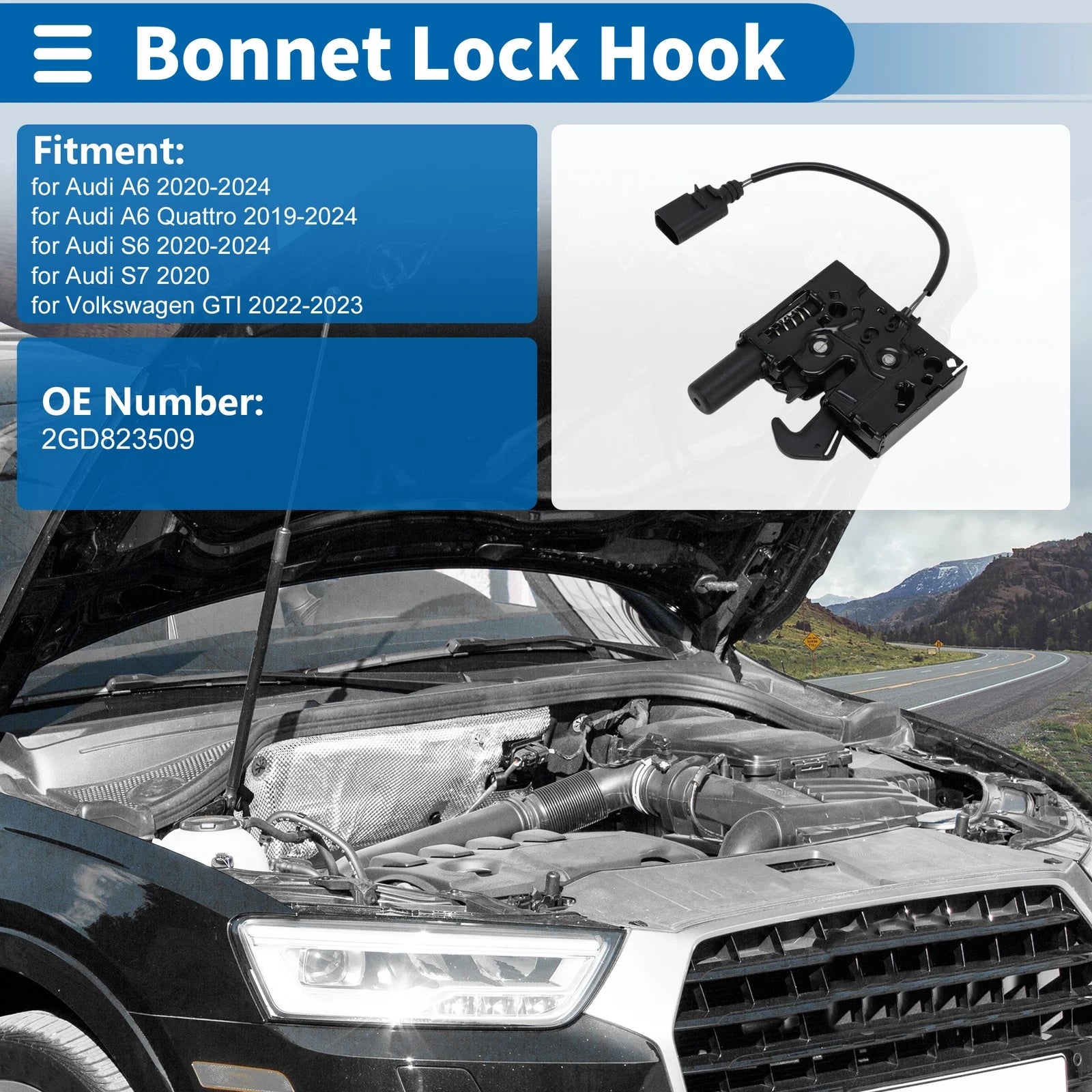 Hood Latch Assembly for Audi A6 (2020–2024) No. 2GD823509 1 Pcs